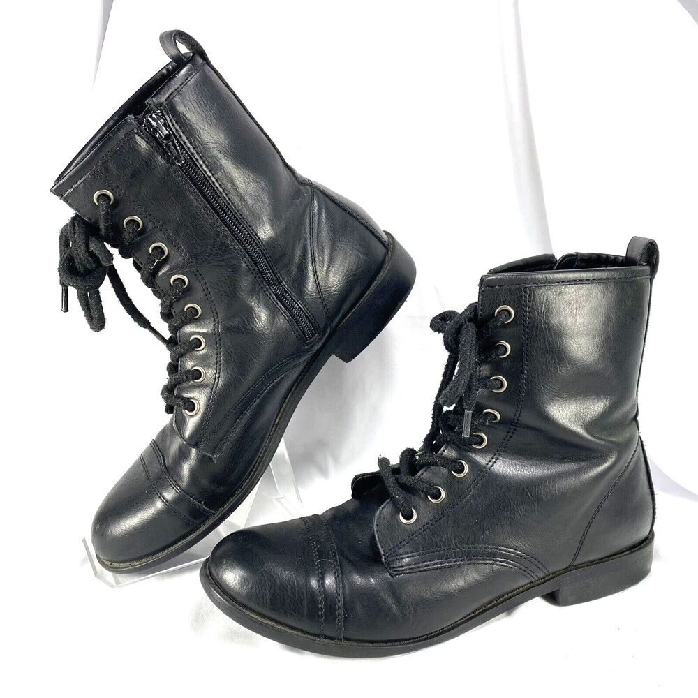 So Authentic American Heritage Womens 10M Ankle Boot Black Lace-Up Side Zipper